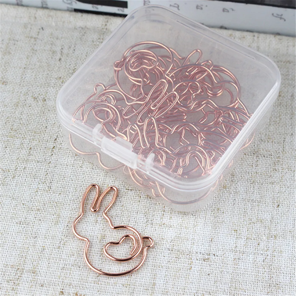 10pcs/Box Paper Clips Kawaii Rabbit Shape Metal Clips Memo Ticket Clip Bookmarks Marking Clips Office Shool Stationery Supplies