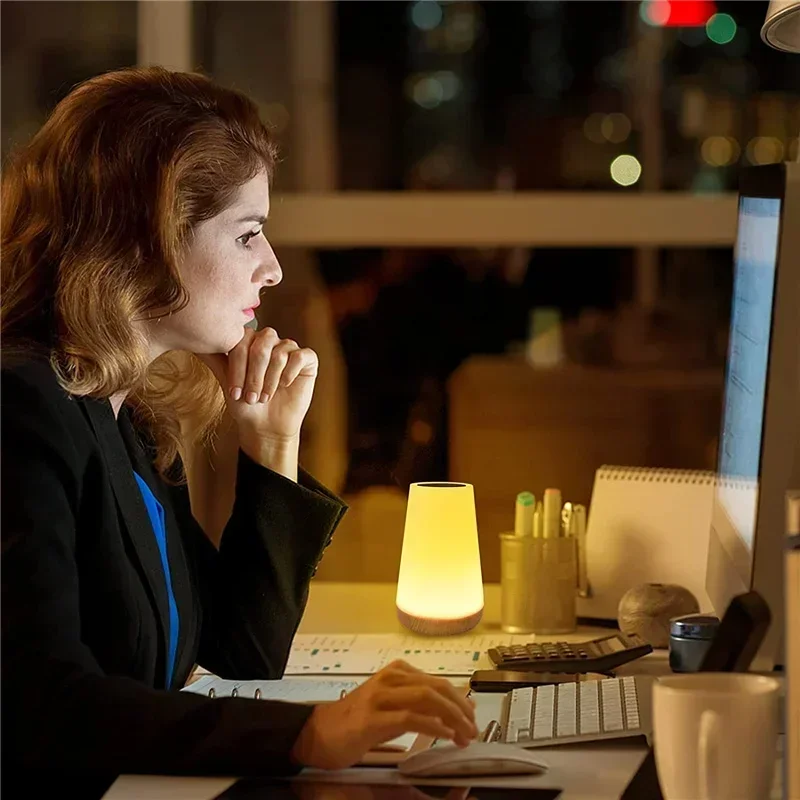 Luz RGB 13 colores que cambian de noche Control remoto táctil lámpara regulable lámparas de mesa portátiles de noche lám