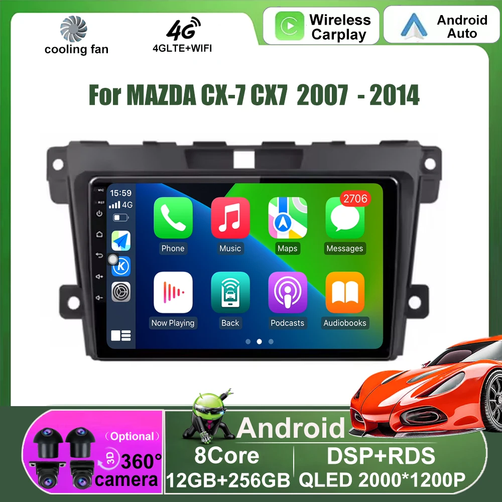 

Android Auto For MAZDA CX-7 CX7 CX 7 2007 2008 2009 2010 2011 - 2014 Car Radio GPS Navigation Multimedia Player 4G BT Carplay