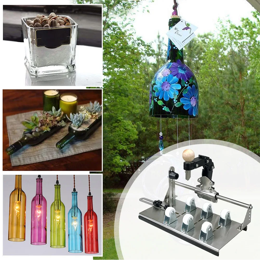 Glass Bottle Cutter Bottle Cutting Tool DIY Machine Glass Cutter Kit for Round Square Bottle for Bottles of Beer Liquor Whiskey
