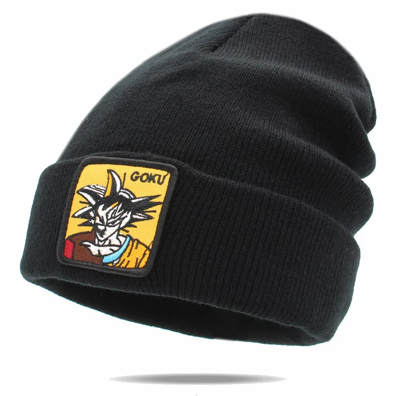 Gorros de Dragon Ball Son Goku, gorros de invierno de Anime para mujeres y hombres, gorro tejido, gorro más cálido bordado, gorro elástico informal, regalos