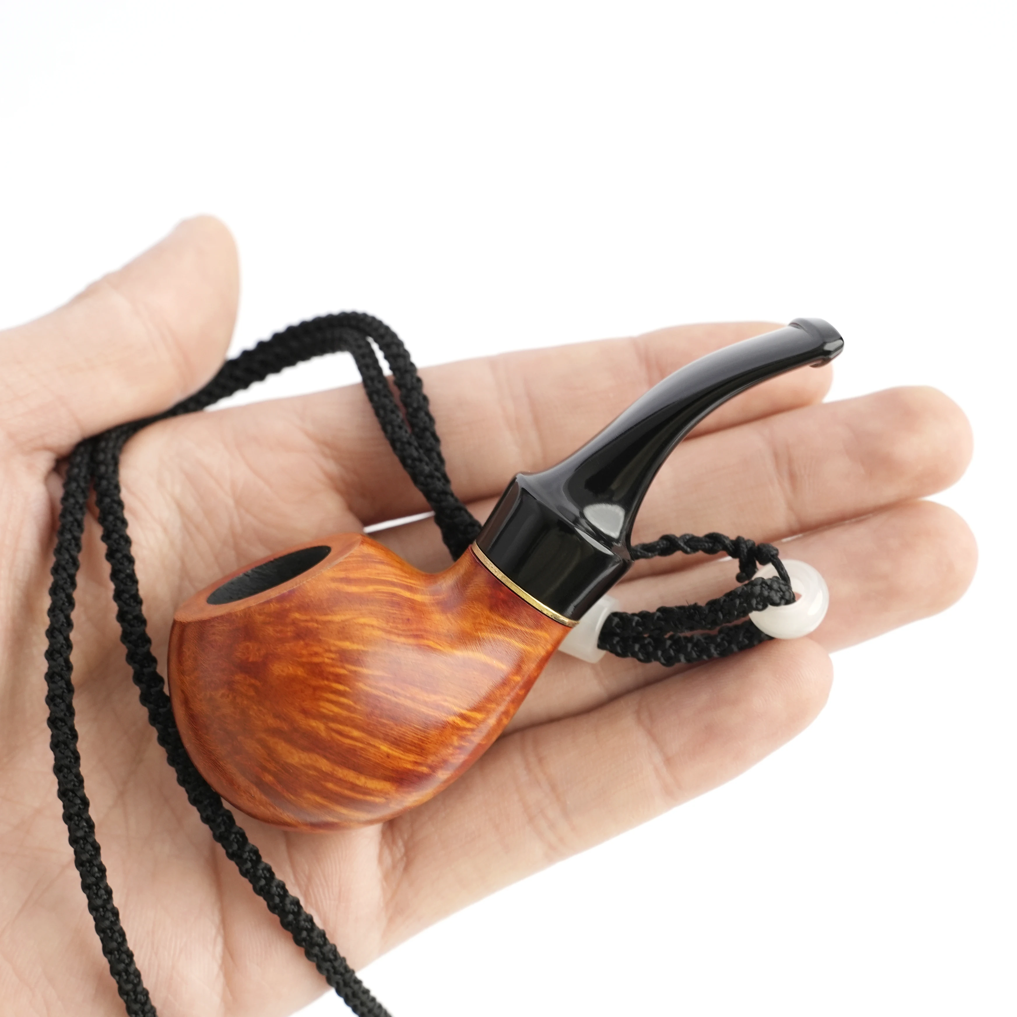 

MUXIANG Briar wood Tobacco Pipe Hand-carved Pipe Portable Wearable Gift With Chain Mini Pipe