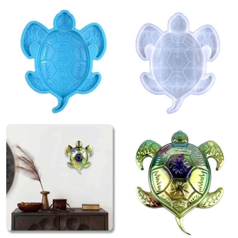 DIY Stereo Sea Turtle Lobster Gecko Crystal Epoxy Resin Mold 3D Animal Wall Hanging Decoration Desktop Ornament Silicone Mold