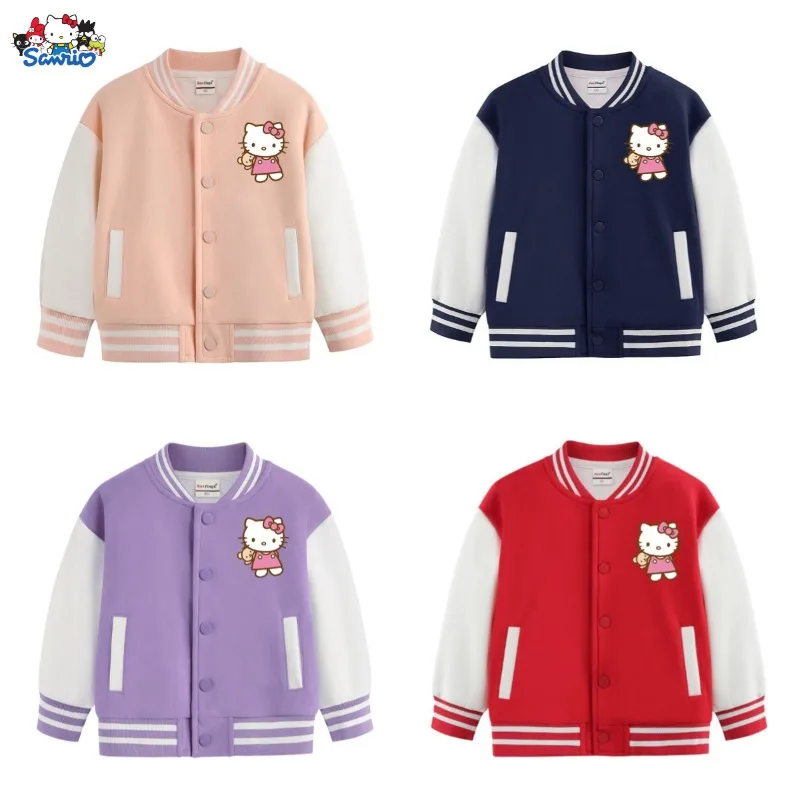 

Новое бейсбольное пальто с рисунком аниме Sanrio, детское кавайное пальто с принтом «Hello Kitty», осенне-зимнее спортивное пальто, модная куртка, подарок на праздник