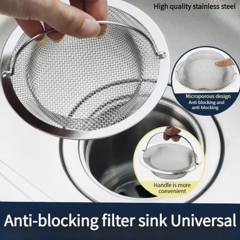 Kitchen Sink Filter Net with Slag Screen Cap, Bathroom Anti Clogging Filter Net, Hair Catcher Strainer Sink Accessories