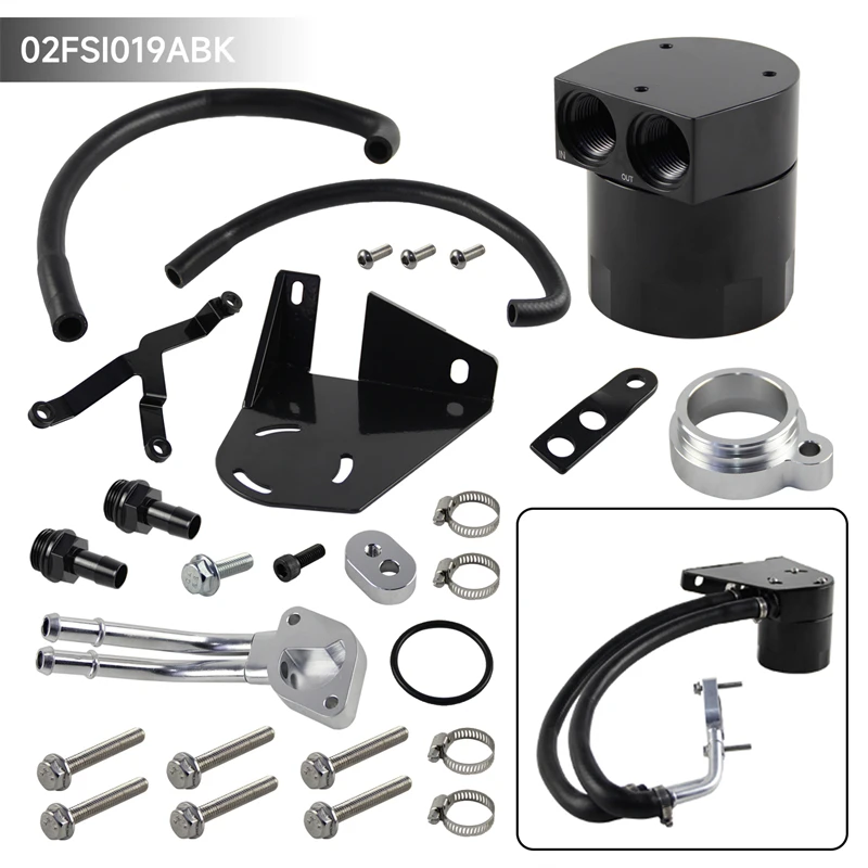 

Oil Catch Can Performance Baffled For 2017-2022 Ford F-250 F-350 F-450 6.7L V8 Engine Powerstroke Aluminum Adapter KitBlack