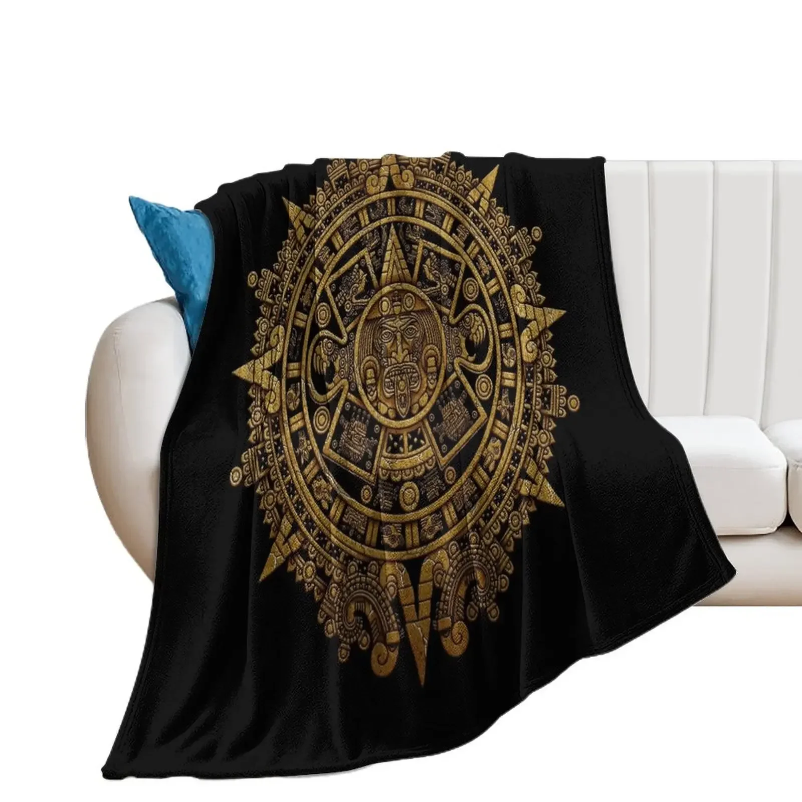 aztec calendar 3 Throw Blanket sofa bed Luxury St Retros Blankets