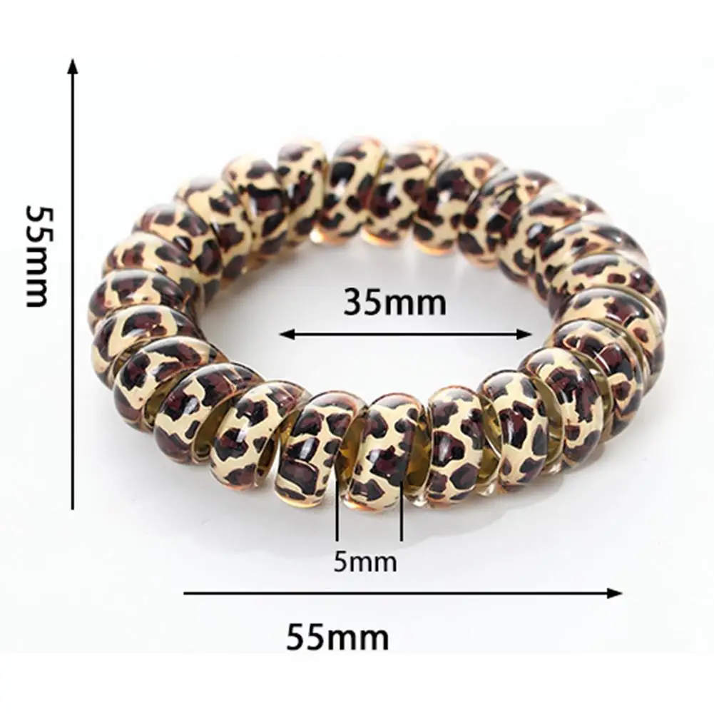 1Pcs Leopard Pattern Telephone Wire Elastic Hair Bands Girls Hair Ropes For Women Spiral Rubber Band Hair Ties Hair Accessories