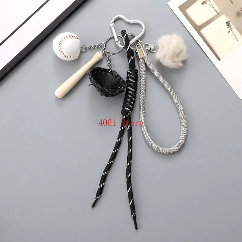 

Baseball Braided Keychain Bag Charm Car Keychain Hanging Ornament Bag Accessory