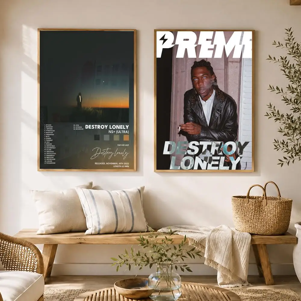 Rapper Destroy Lonely Poster HD poster wall art self-stick no-residue for home cafe office great gift