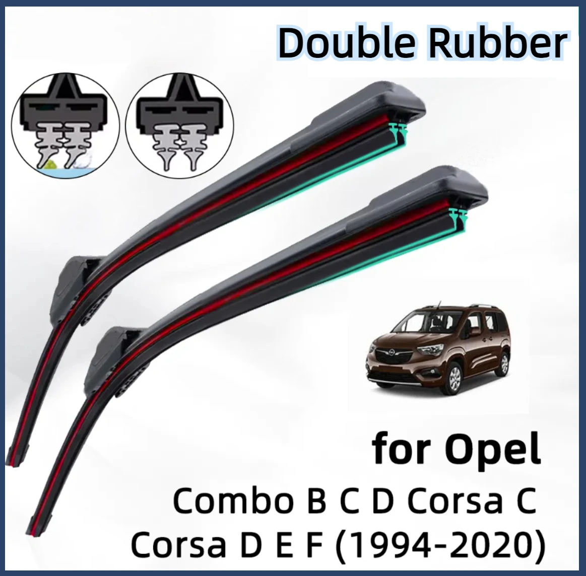 

Double Rubber Car Wiper for Opel C Series Combo B C D Corsa D E F Front Wiper Blades Brushes Cutter Accessories Windscreen