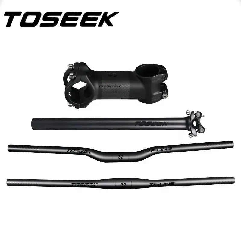 

TOSEEK ZF-ONE Carbon Fiber Bicycle MTB Handlebar Rise or Flat Handlebar Seatpost Stem Bike Mountain Handle bar Sets Parts