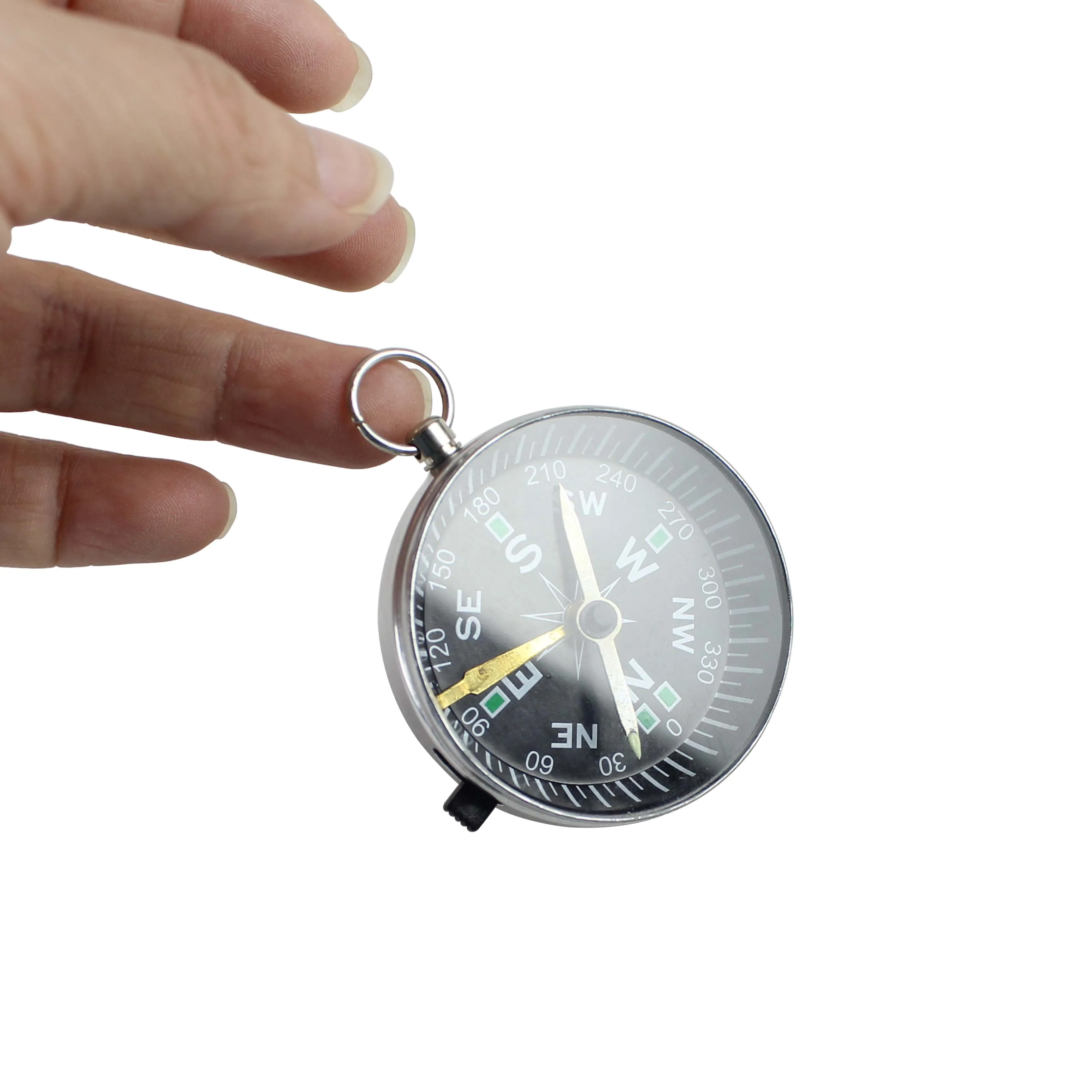 بوصلة ألومنيوم بحجم قابل للتخصيص، بوصلة ملاحة محمولة مقاومة للماء للمشي لمسافات طويلة للبقاء في الهواء الطلق