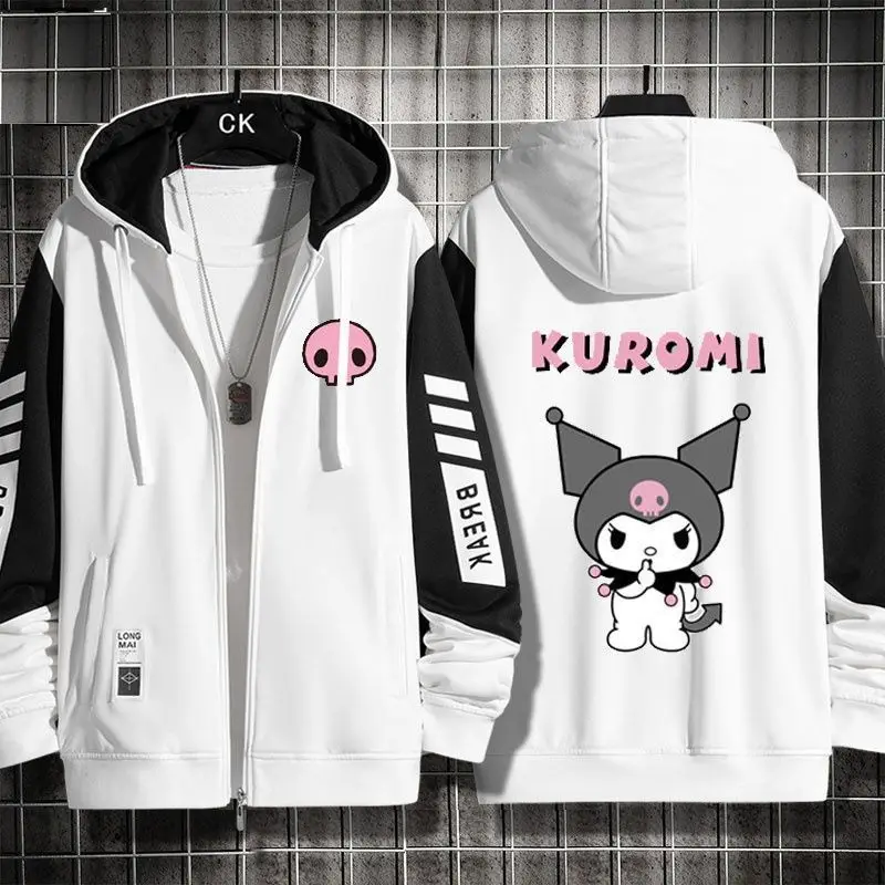 New Sanrio Kuromi Loose Hooded Anime Mymelody Cartoon Students Sports Jacket 100Kg Can Be Worn Track Jacket Casual Sweater Gift