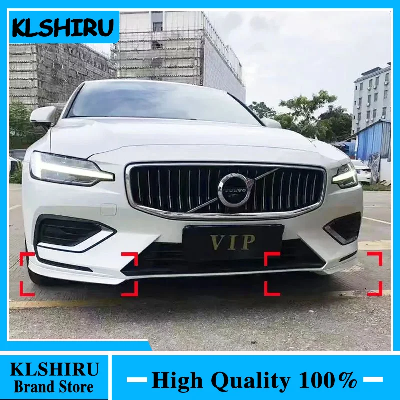 Car Styling ABS Plastic Unpainted Color Front Bumper Lip Trunk Spoiler Protector 2 Pcs For Volvo NEW S60 V60 2021 2022 2023-2024