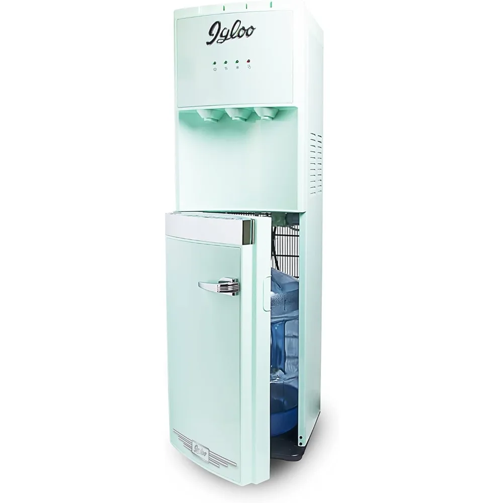 Retro Bottom Load Water Cooler Dispenser, Hot, Cold or Room-Temperature Water, Holds 3- or 5-Gallon Bottles, Child Safety Lock