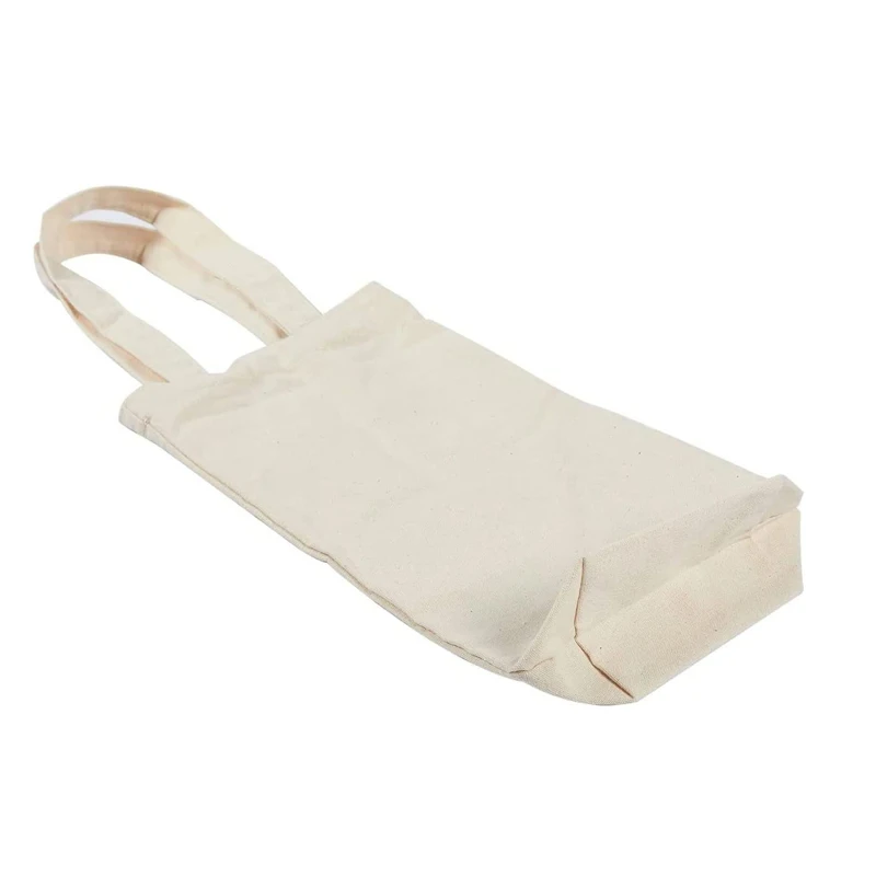 100pcs Plain Single Canvas Wine Bag with Handle Blank Two Bottle Gift Tote Reusable Washable Wine Carrier Tote