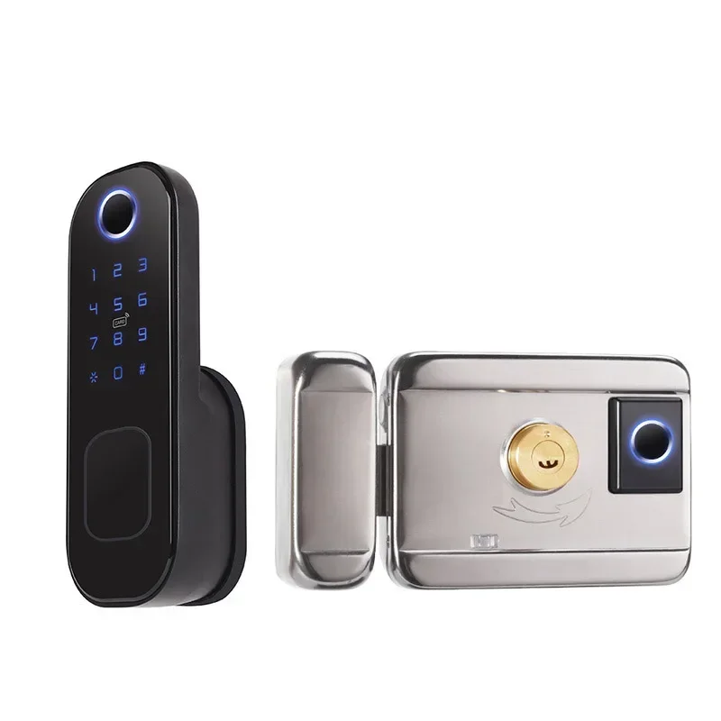 2023 High Security Anti-theft 5 Way Unlock Smart Lock Door Fingerprint Hotel Door Handle Digital WiFi Keyless Entry Door Lock