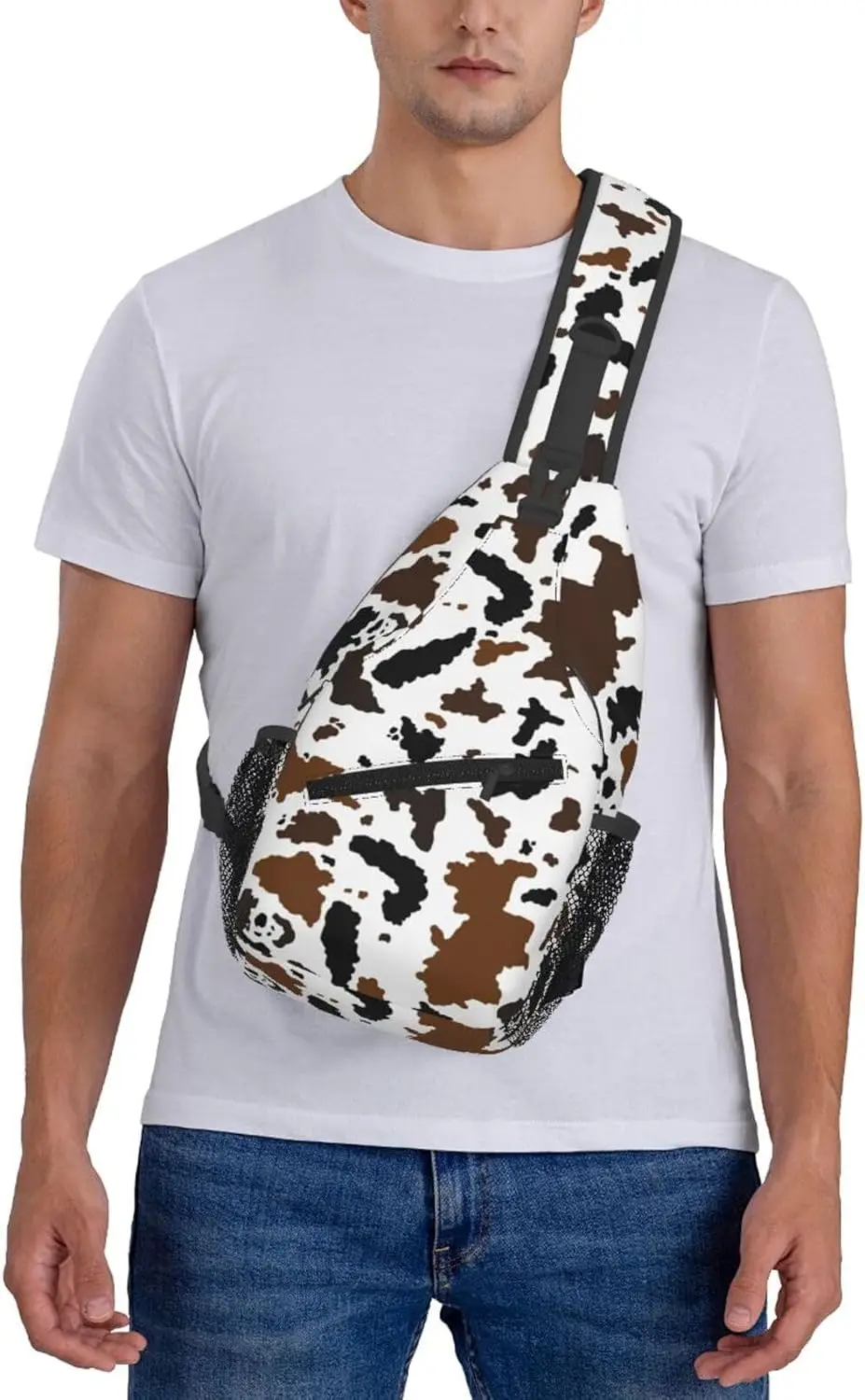 Cow Print Sling Bag for Women Crossbody Bag Cute Animal Skin Texture