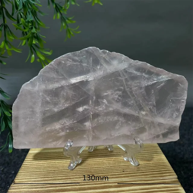 Stone Slab Crystal Natural Rose Quartz Geode Minerals Slice Spiritual Wichcraft Wicca Home Decoration Room+Stand 4