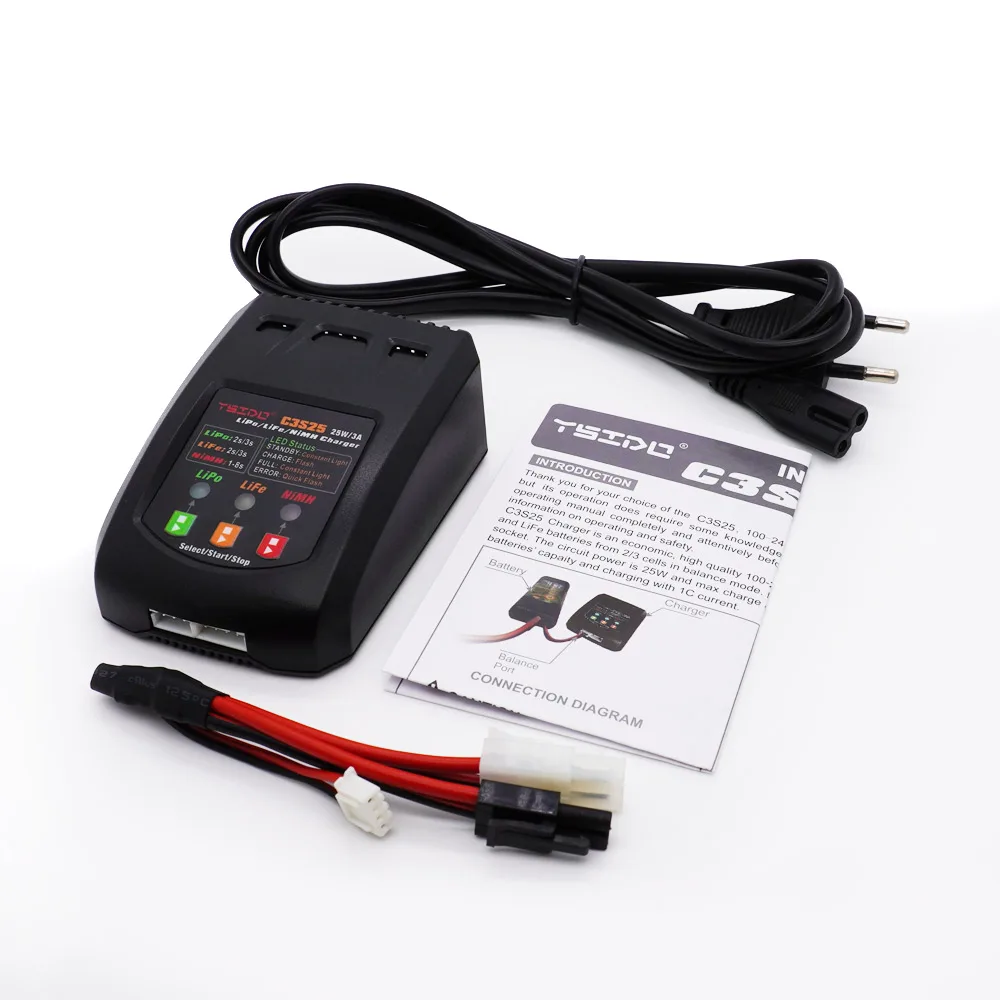 YSIDO C3S25 25W 3A Mini Charging Balance Charger For RC IMAX 7.4V 11.1V 2-3s Lipo NiMh Battery Remote Control toy Car Charger