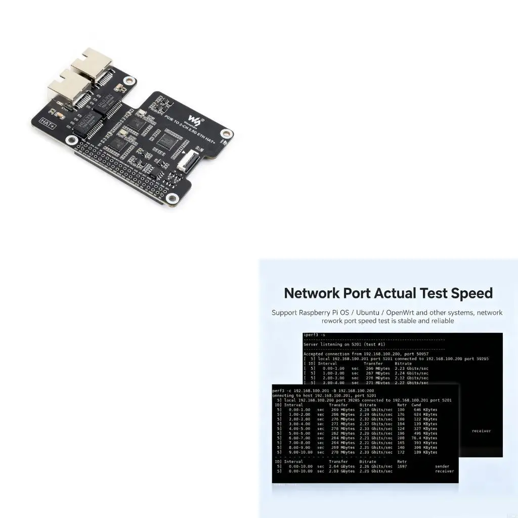 462E 40 Pin Passthrough Ethernet Board, 2 RJ45, PCIe RTL8125 Controller Card, 85 x 56.5 mm Form with Cable for Single