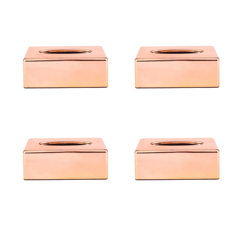 

4X Paper Rack Elegant Royal Rose Gold Car Home Rectangle Shaped Tissue Box Container Napkin Tissue Holder
