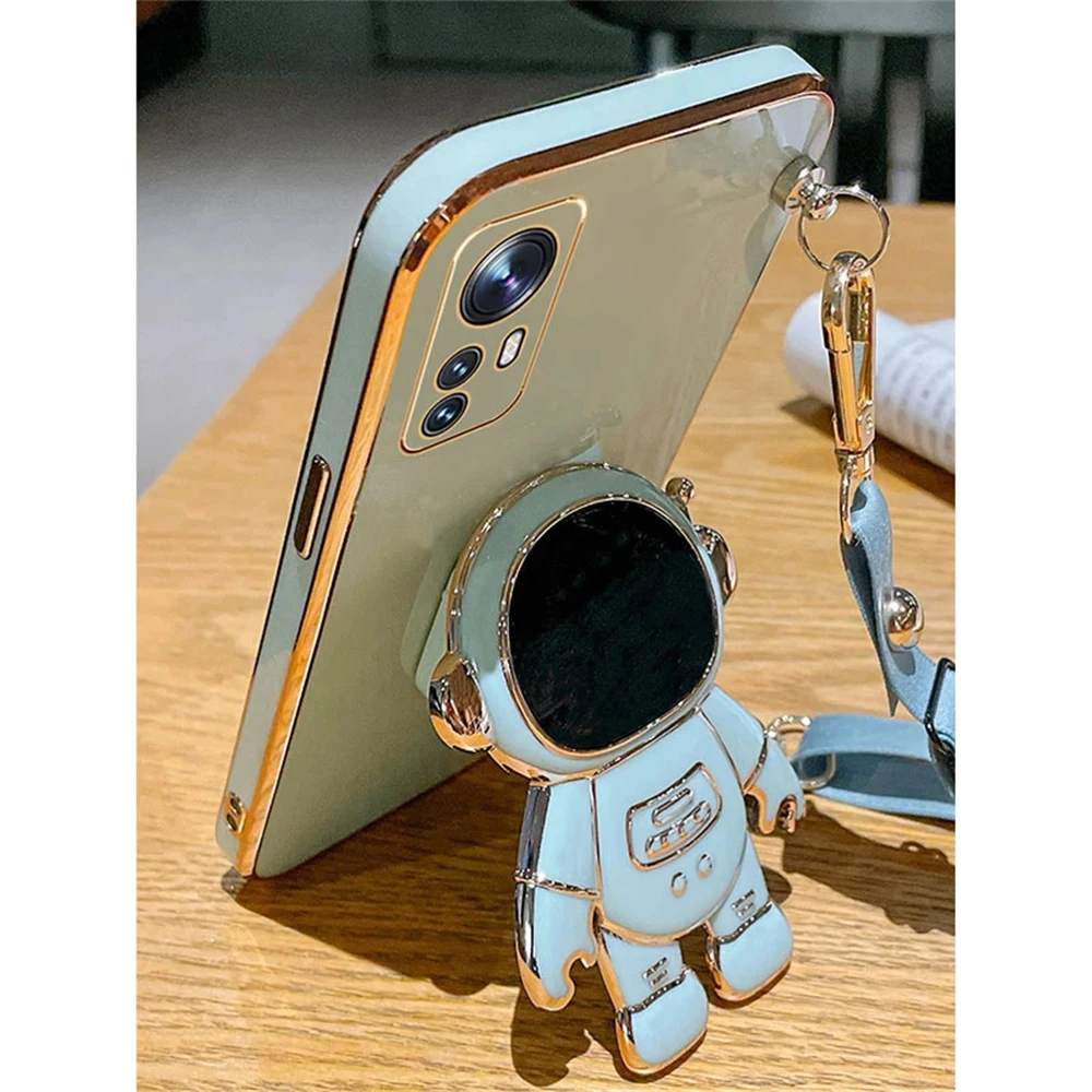 Redmi Note 12 Pro Plus Case Astronaut Lanyard Phone Holder Case For Xiaomi Redmi Note 11 10 9 Pro A1 Plus 10 10A 10C Stand Cover