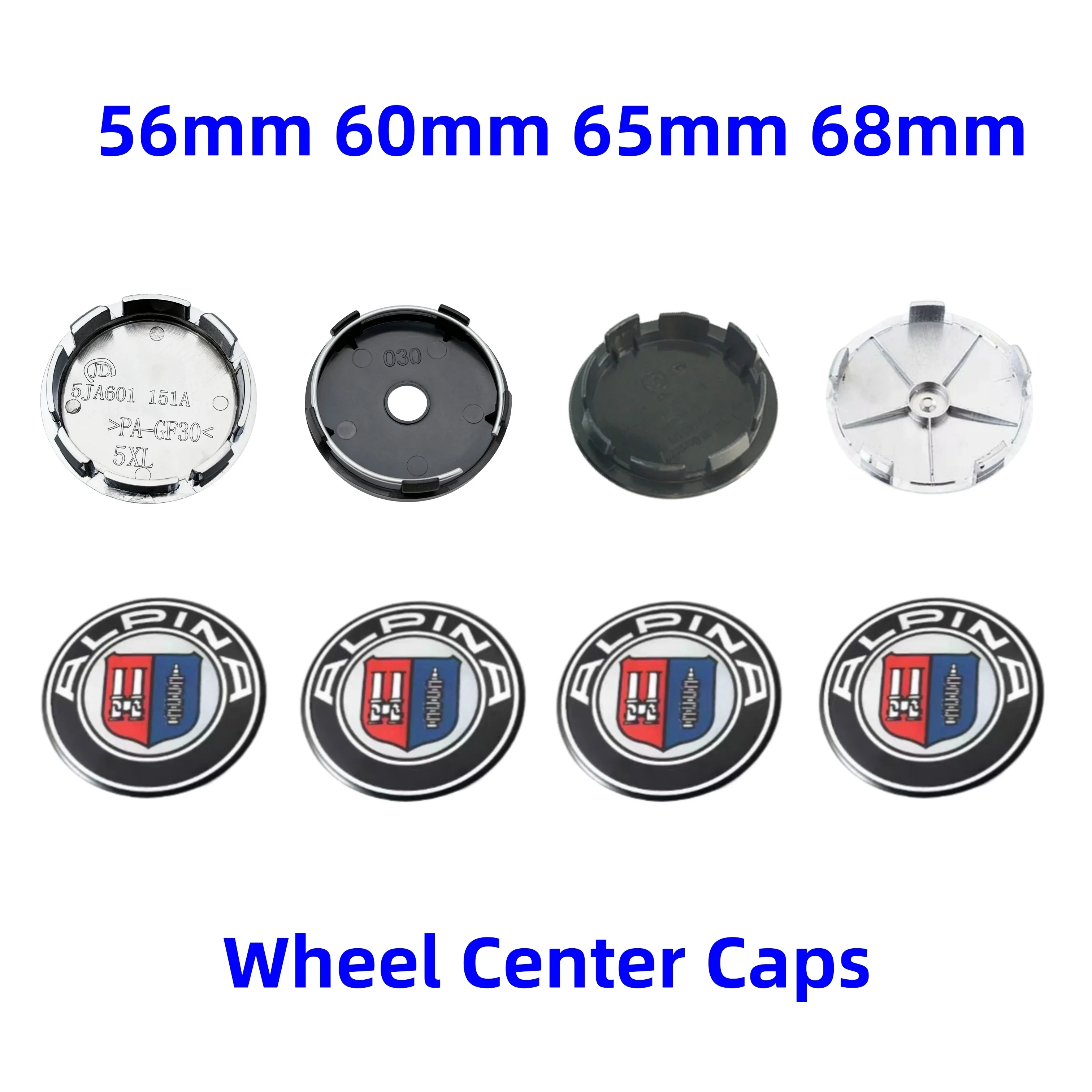 

4pcs 56mm 60mm 65mm 68mm For ALPINA Emblem Logo Car Wheel Center Cap Hub Cover Badge Car Styling Accessories For E46 E90 F10 f30