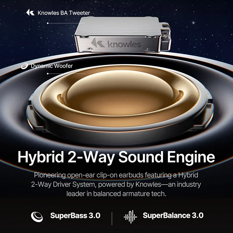 베이스어스 인스파이어 XC1 이어 클립 무선 이어버드 블루투스 6.1 하이 레졸루션 오픈 이어폰 귀걸이형 4-마이크 클립온 이어버드 보스 사운드