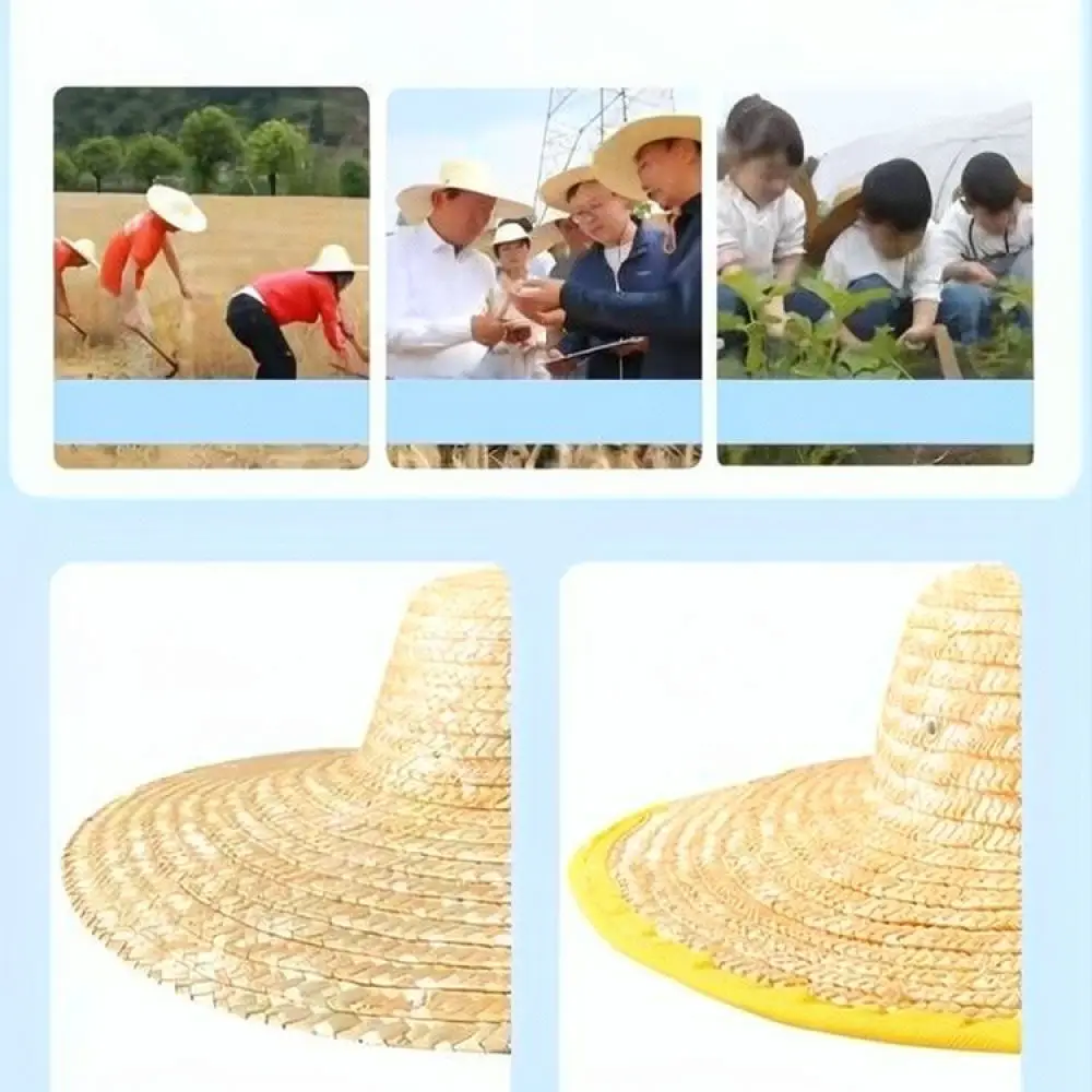 Handmade Natural Straw Sun Hat Large Brim Breathable Cap For Outdoor Farming Gardening Construction Fishing Sun Protection Gear