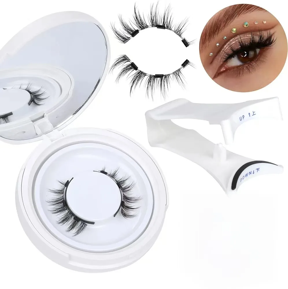 Schneller Versand, 2 Paar wiederverwendbare magnetische Wimpern, kein Kleber erforderlich, professionelle Premium-3D-Magnetwimpern, 3-Stufen-Druck auf falschen Wimpern