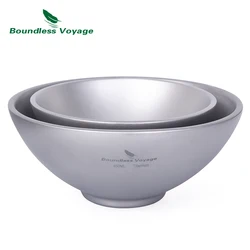 Boundless Voyage Boundless Voyage Titanium Salad Ramen Bowl Kitchen Tableware Double-Wall Flatware 220ml 450ml