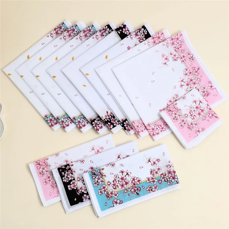 3/12 Pcs Ladies Pure Cotton Handkerchief Printed Wedding Gift Accessories Thin Hand Towel Soft and Comfortable Square Women