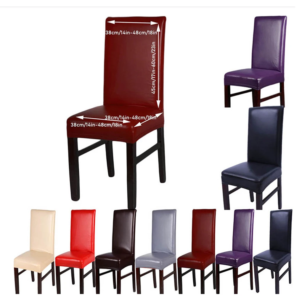 1PC Chair Cover Leather for Dining Room Waterproof Elastic Seat Chair Covers Hotel Banquet Wedding Seat Covers Chair Protector