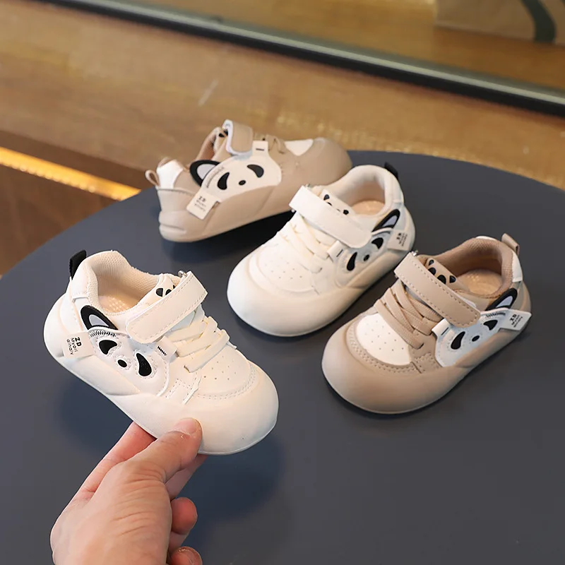 

2024 Spring/Autumn Baby Toddler Shoes Soft Breathable Microfiber Leather Infant Cute Cartoon Sneakers 0-3 Year Flat Walker Shoes