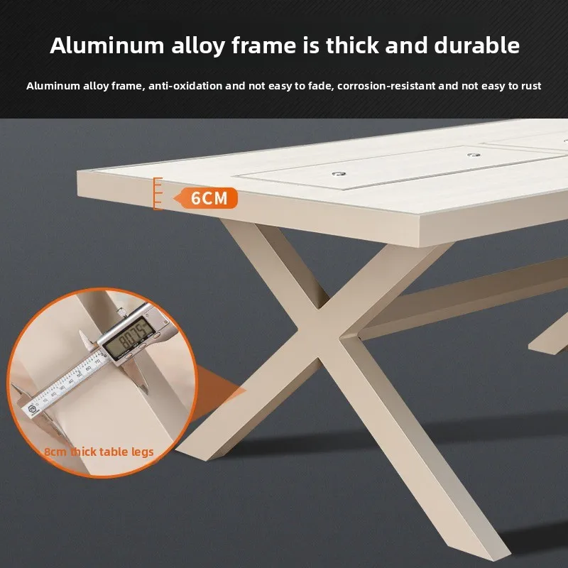 Home Outdoor BBQ Table and Chair Cast Aluminum Combo, Leisure Garden Outdoor Table and Chair