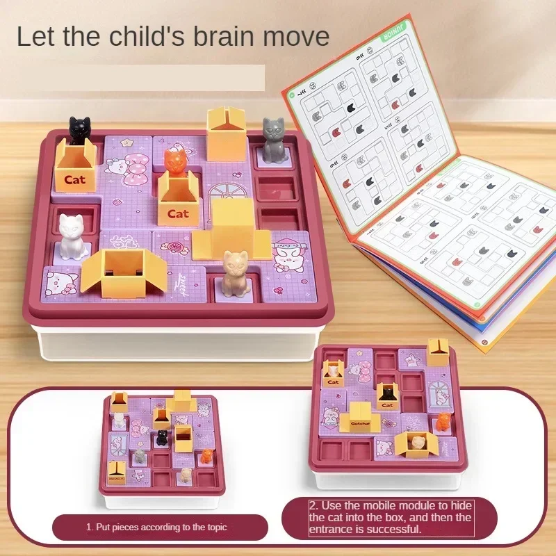 Children Education Learning Toy Cat Express Box Board Game Puzzle Logic Game  Training Spatial Planning Animal Theme Kids Gifts