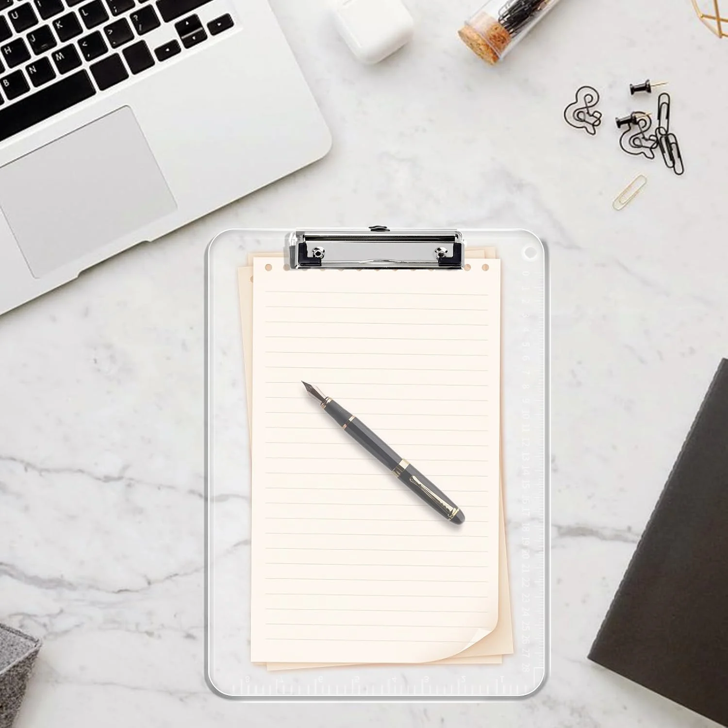 Clear Plastic Clipboard with Low Profile Metal Clip, 12.5 x 9 Inch Letter Size - Durable Office and School Supply