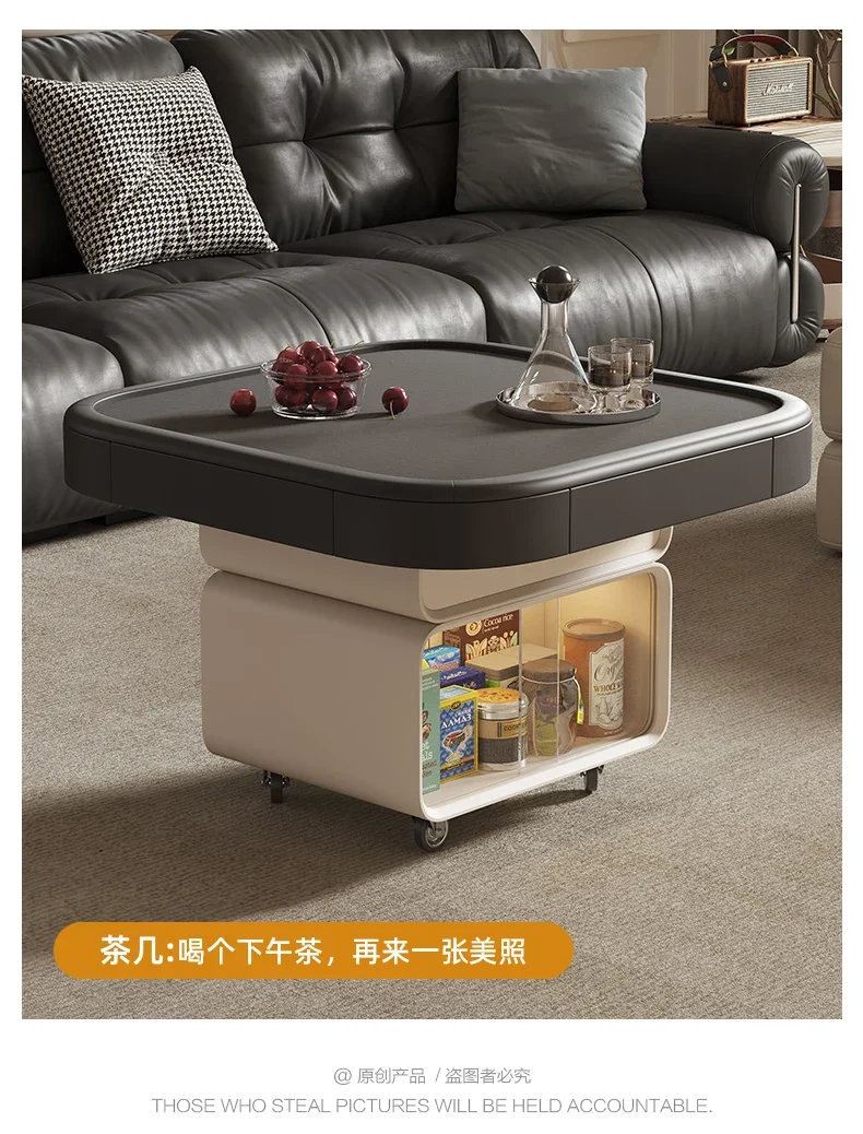 Lifting coffee table living room household simple modern movable dining table dual-purpose multi-functional mahjong table