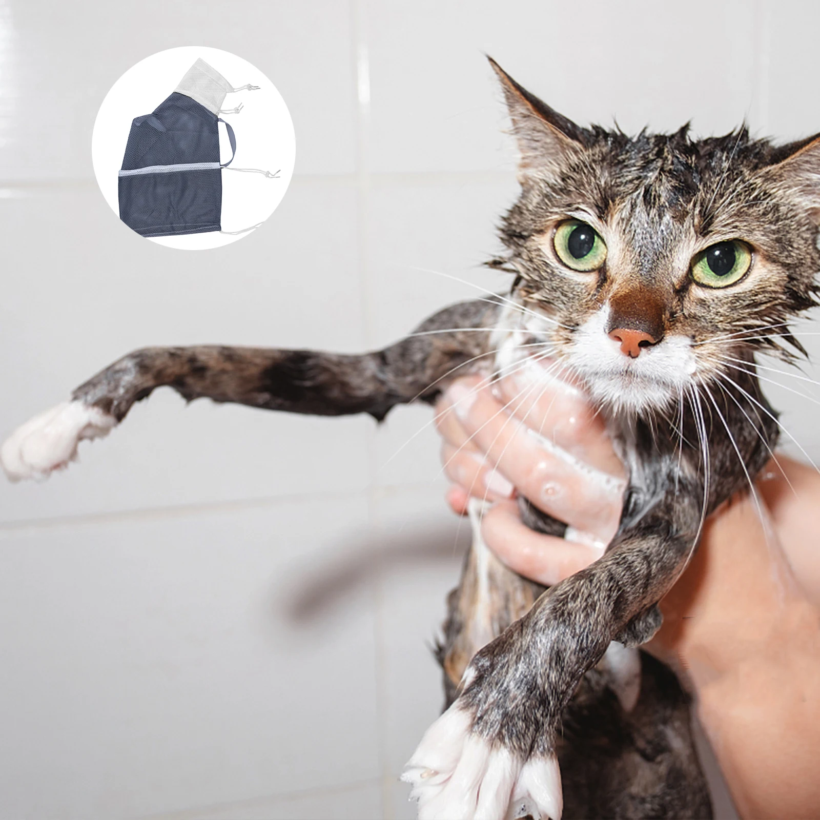 

Bathing Mesh Polyester Grooming Pet Washing Shower Net for Nail Trimming Teeth Cleaning Examining Injecting Scratch Resistant