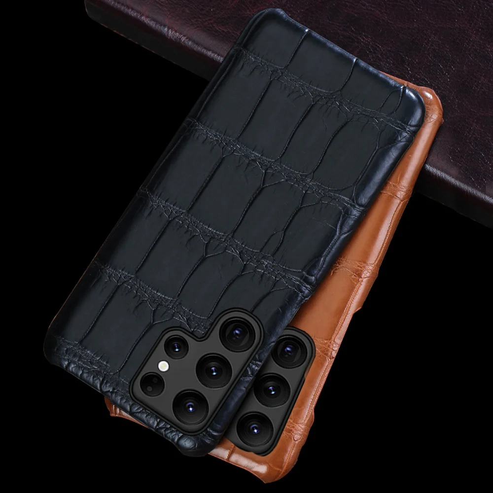 

100% Genuine Leather Phone Case for Samsung Galaxy S25 S24 S23 S22 Ultra S25 Plus S24Plus S23Plus S22Plus A55 5G Back Cover
