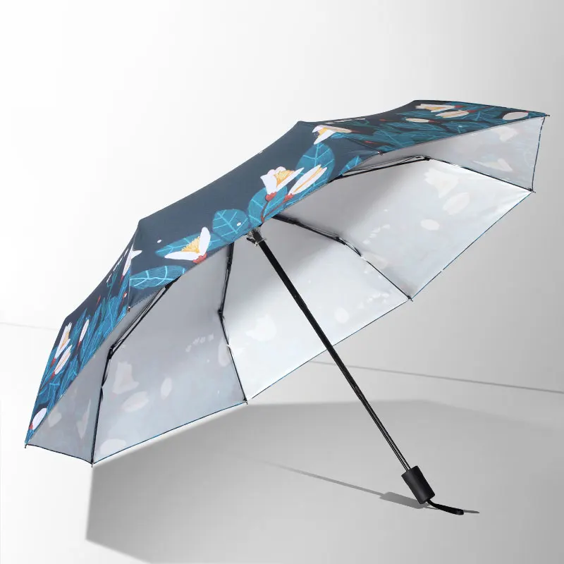 Lily cat folding umbrella travel portable rainproof art small fresh sun protection UV protection umbrella for men and women