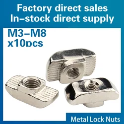 10PCS/LOT M3 M4 M5 M6 M8 EU20# 30# 40# 45# Slot sliding T Nut Hammer Drop In Nut Fixed Connector Aluminum Extrusion.