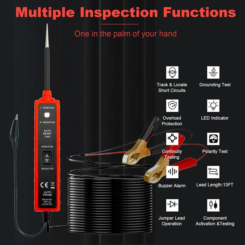 Power Circuit Probe Tester 6V-24V DC Test Light Car Fuse Test Tool 12V Short Circuit Detector 12V Electrical Test Kit