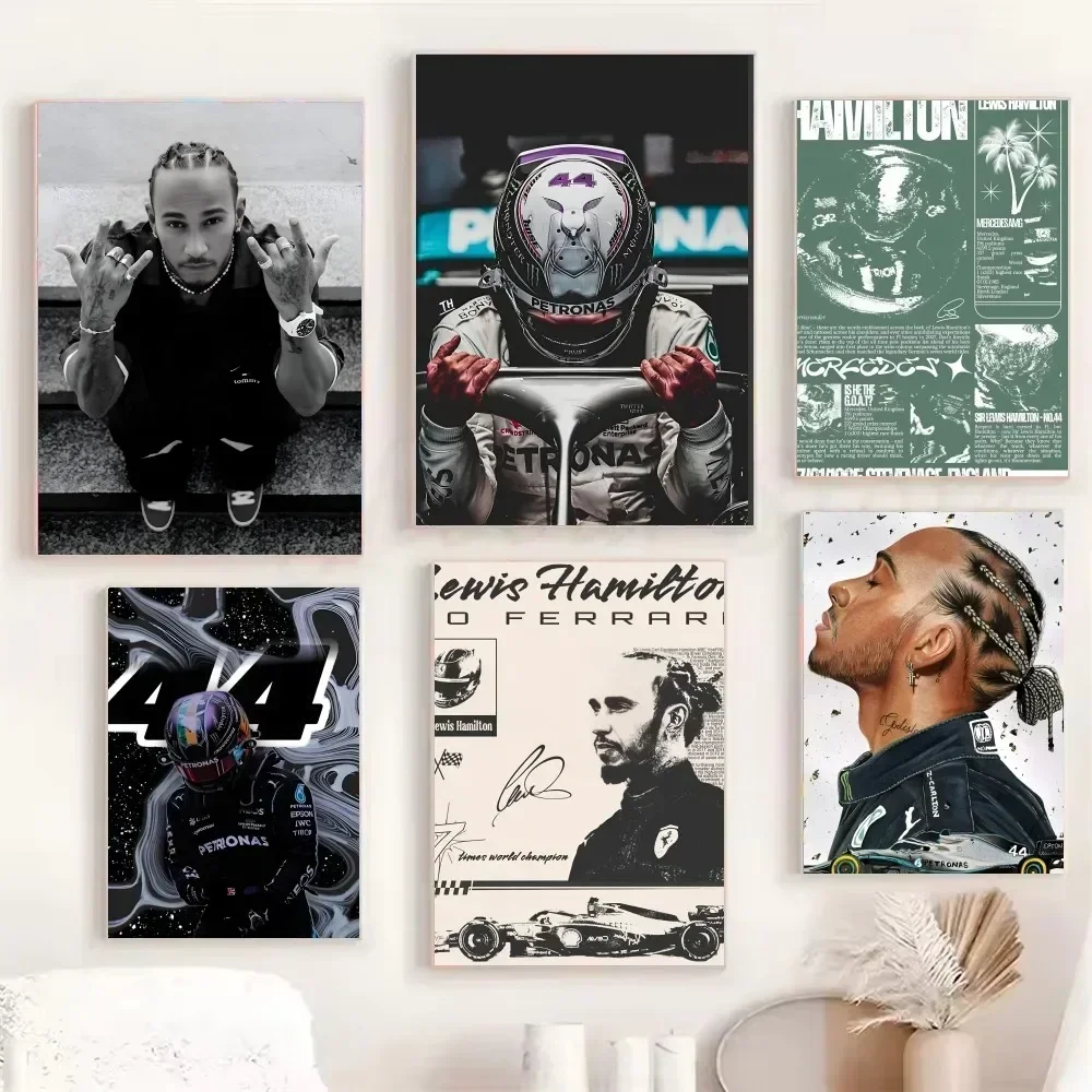 F1 بطل السباق الأسطوري شخصية L-Lewis هاميلتون المشارك ذاتية اللصق الفن ورق مقاوم للماء ملصق مقهى غرفة البار