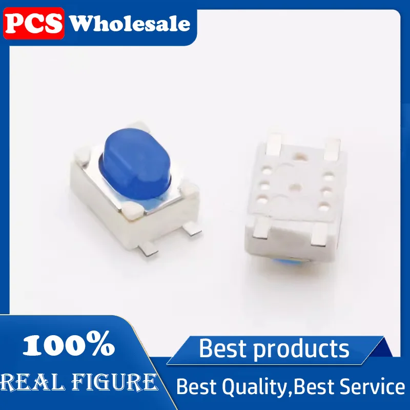 TS-A017B Touch switch 4 pin flat pin silicone blue button Car key Remote control button 3*4*2.5