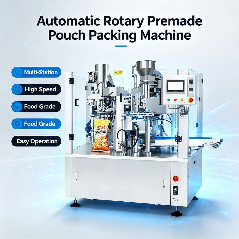 Doypack Packing Machine Optional Nitrogen Flushing Function Keeps Fried Snacks Crisp Inside Sealed Stand-Up Doypack Packages