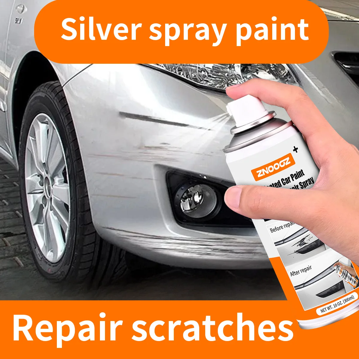 Silver Car Scratch Repair Spray Car Scratch Paint Pen Deep Scratch Repair Removal Silver Car Paint Pen 300ml