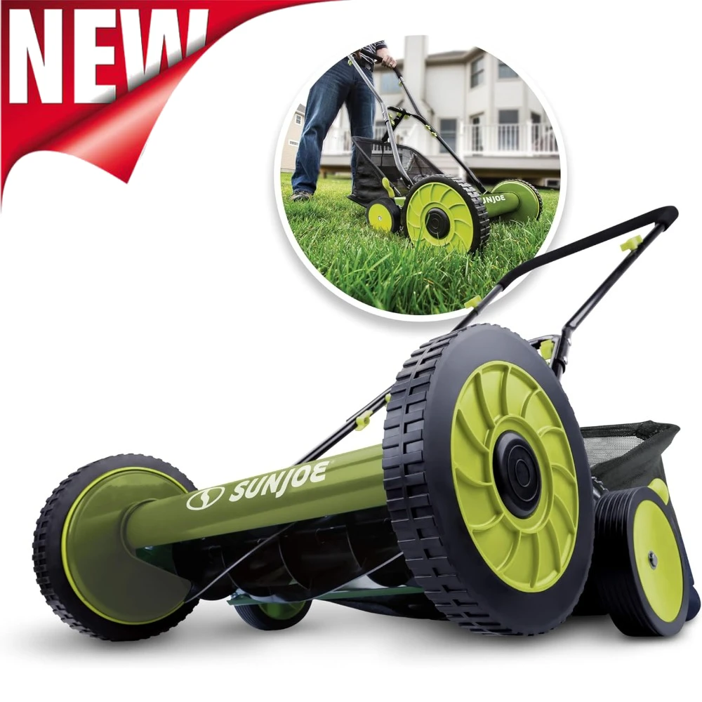 MJ501M W/ 7-Gallon Detachable Grass Catcher, 9-Position Height Adjustment, 5 Steel Blades, Compact Design, 18-Inch Manual New